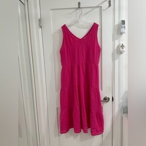 Sonoma Goods for life hot pink sleeveless v neck cotton maxi dress (fits L - 1X)